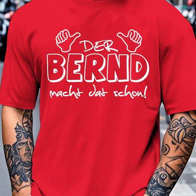 "TEMU Men's Casual Cotton T-shirt With "der " Graphic Print - Regular Fit, Short Sleeve, Round Neck, , Everyday Tshirt | Graphic Tee |" Image