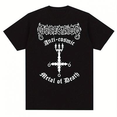 TEMU Summer Men Women T Shirts Black Metal Dissection Band Print Cotton Oversized T-shirt Fashion Vintage Clothing Streetwear Tees Image