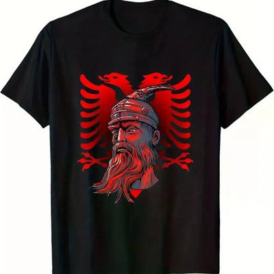 TEMU Men's Albanian Hero Eagle Graphic T-shirt 180g Cotton Image
