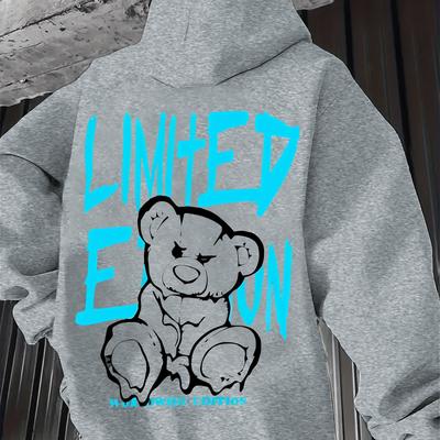 "TEMU Men's " Edition" Graphic Hoodie - Casual Fleece-lined Pullover With Teddy , Blue, Teens & Adults, Urban Casual Apparel | Graphic Hoodie | Soft Texture Hoodie, Essential Hoodie" Image