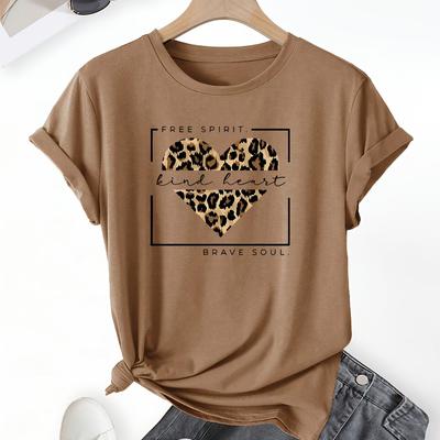 "TEMU Women's Red " Brave Soul" Graphic Tee - Casual Crew Neck Short Sleeve, Comfortable & Stylish, Spring/summer, Casual Wear Tee| Graphic Tee|comfortable" Image