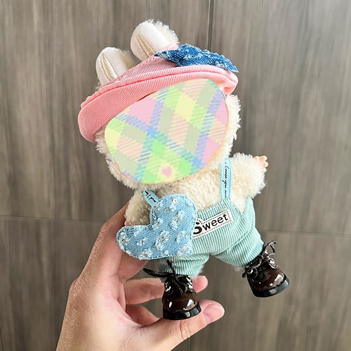 Kleidung für Labubu 17 cm, Kleidungsset für Labubu-Puppe, Hut, Kleidung, Rucksack für Labubu, stylische, bezaubernde Puppenkleidung, Accessoires (keine Puppe)