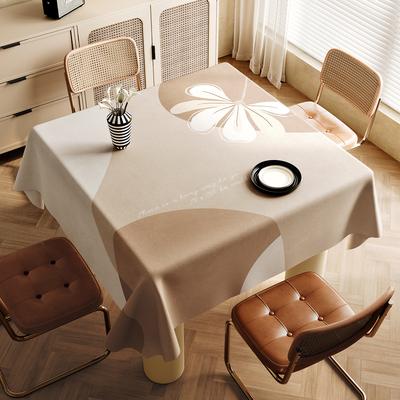 TEMU 1pc Tablecloth - Durable Polyester, Washable, Machine- Elegant White & Beige , Home, Kitchen, Garden, Parties, And , Garden Table Setting | Modern Table Setting | Durable Tablecloth Image