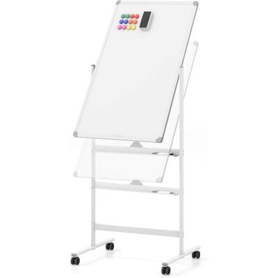 Costway - Doppelseitiges mobiles Whiteboard, 60 x 90 cm, höhenverstellbares magnetisches Whiteboard Image