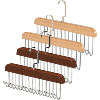 4er-Pack rutschfeste BH-Garderobe mit mehreren Haken, Kleiderbügel aus Holz für den Schrank, Image