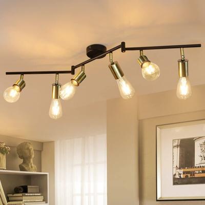 Vintage Deckenleuchte Retro Deckenlampe i Schwenkbare Gold Deckenstrahler mit 6 Flammig E27 Image