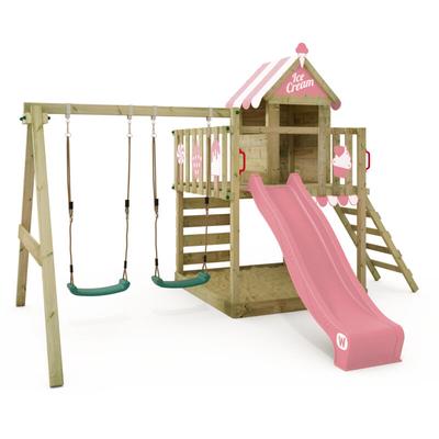 Spielturm Klettergerüst Smart Candy mit Schaukel & Rutsche, Baumhaus mit Sandkasten, Kletterleiter Image