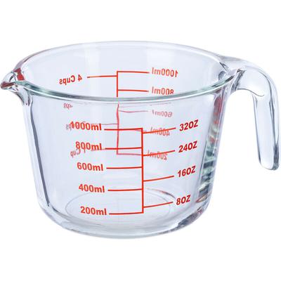 Messbecher Glas, 1 Liter, hitzebeständig, mikrowellengeeignet, Skala in ml, Cups, oz, Litermaß, Image