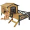 Large Outdoor Dog House, Extreme Outback Log Cabin Dog Kennel with Elevated Floor and Porch,