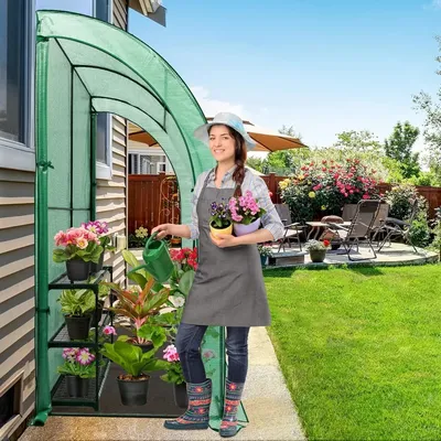 3 Tier Lean-to Portable Greenhouse, 2 Roll-Up Zipper Doors, Easy Assembly, 79"x39"x83" Clear,