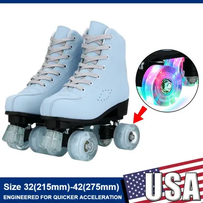 Double-Row Roller Skates Size 32 33 34-42 Beginner Women Outdoor Skating Flashing 4 Wheels Skate
