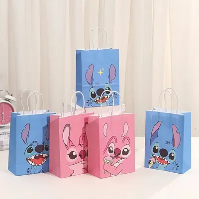 Disney Lilo&Stitch Party Gift Bags Kids Candy Treat Bag Party Supplies Blue Stitch Pink Angel Goodie Gift Bags For Kids Birthday