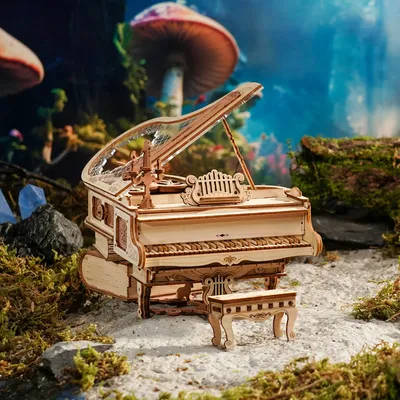 223pcs 3D Wooden Puzzle Magic Piano Mechanical Music Box Toy Gift Desk Gift For Men Women Hobby