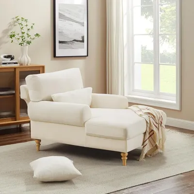 Modern Chaise Lounge Chair with Adjustable Backrest, Upholstered Indoor Leisure Sofa Recliner, Chair Sleeper for Bedroom,