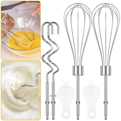 4 Stück Handmixer-Aufsätze, rostfreie Edelstahl-Knethaken, antihaftbeschichtete Handmixer-Schläger und Handmixer-Knethaken