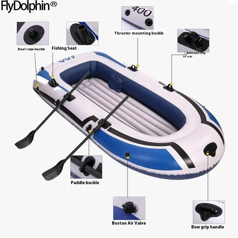 Tragbares Angriffsboot 2/3/4 Personen Multi-Personen-Kajak aufblasbares Gummiboot dicker Boden Rafting Angeln Freizeit Rafting Image