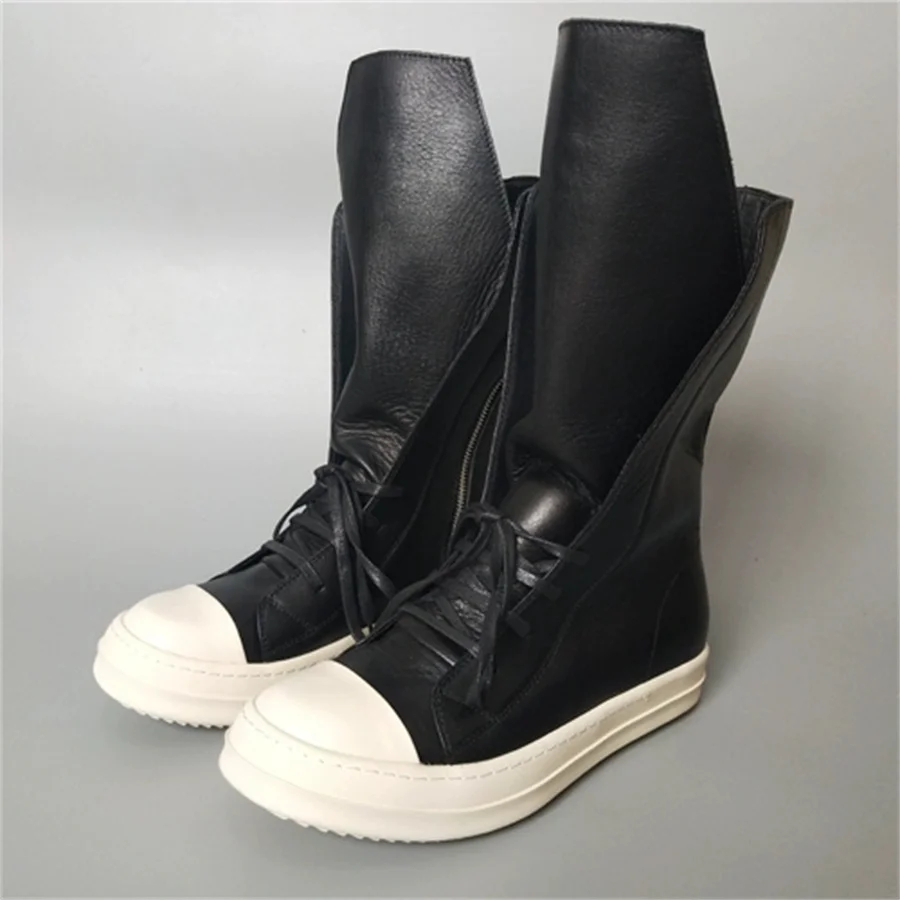 Handgefertigte Fabrik-Vollrindsleder-Echtleder-Rric-Hip-Hop-Stiefel mit langen Zungen für den Außenbereich