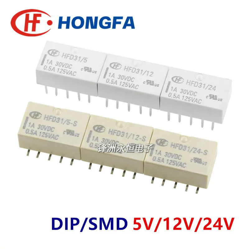1 Stücke HONGFA Relais HFD31-5 12 24-S 10Pin 1A Kompatibel TQ2 G6H EA2-5NU EA2-12NU 5 V 12 V 24 V Signalrelais