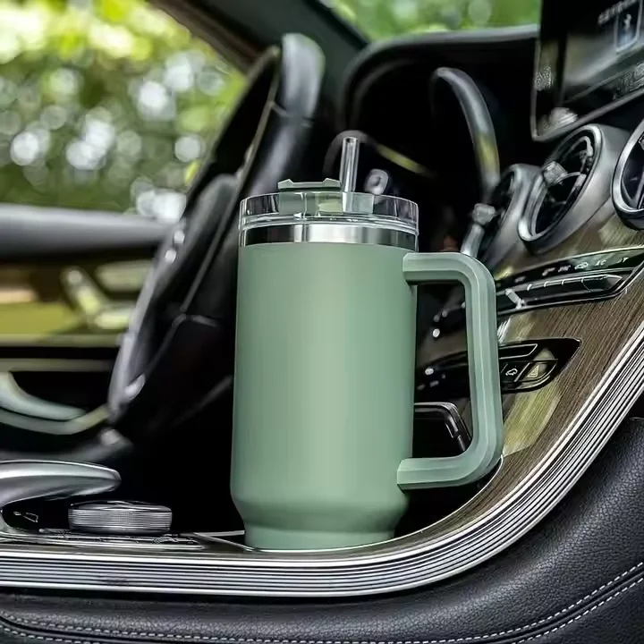 8/4/2/1 Stück 40 Unzen Edelstahl vakuumisolierte Tumbler Thermoskanne individuelle Reisewasserflasche mit Griff Outdoor-Kaffeetasse Image