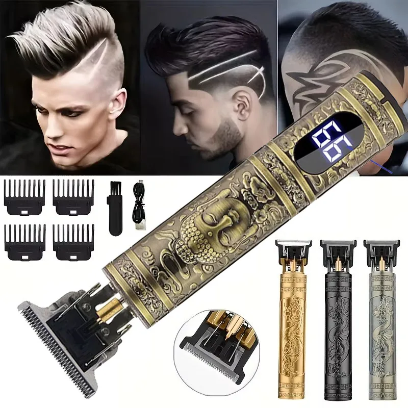 T9 Vintage Haarschneidemaschine für Männer, elektrisches Bartschneider-Set, Körperhaar-Rasier-Friseurmaschine – Haarschneide- und Pflegewerkzeug Image