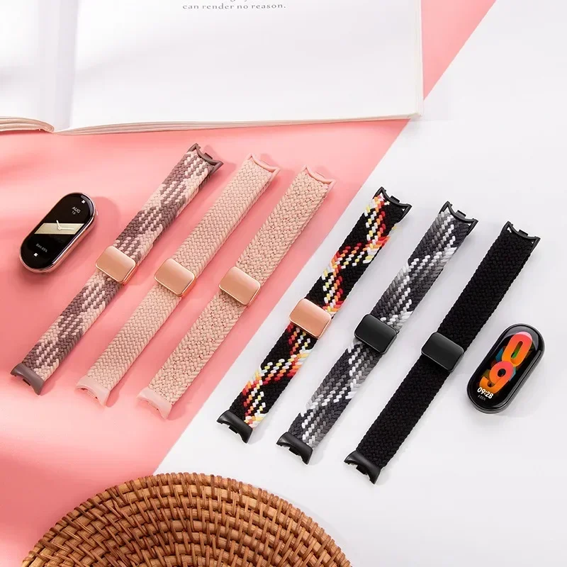Magnetische Schnalle Nylon Strap Für Xiaomi Band 9 8, Einstellbare Geflochtene Schleife Mi band 9 Armband Armband Für mi Band 8 9 Zubehör Image
