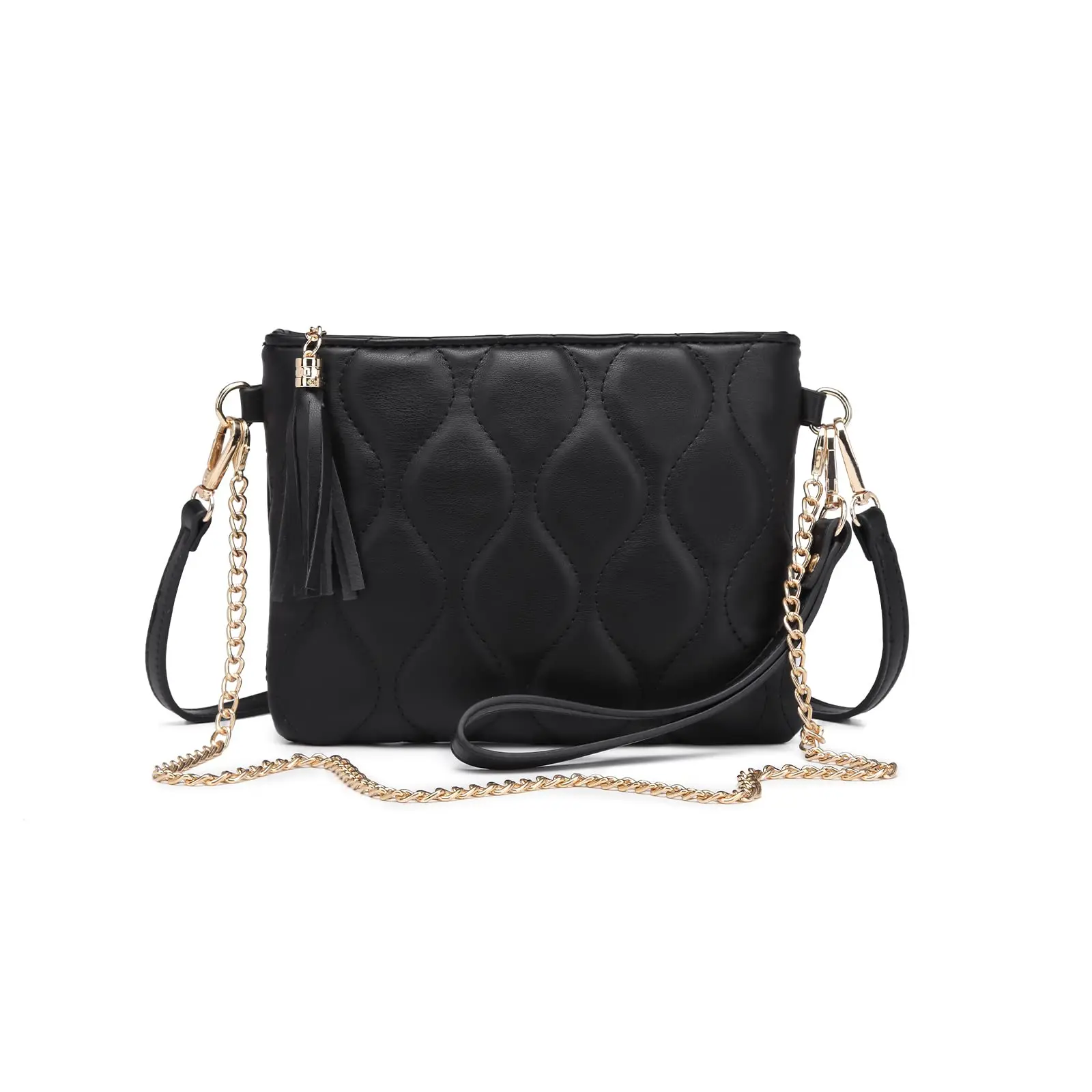 Miss Lulu Damen Umhängetasche, Mittelgroße Crossbody Bag aus PU Leder mit Goldener Hardware, Elegante Kleine Handtasche