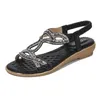 Schuhe für Frauen Sommer Frauen Plattform Gummiband Keile Sandalen Plus Größe 36-42 Strass Alias