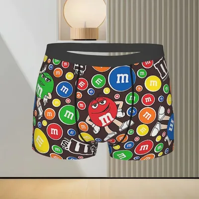Maßgeschneiderte Fun M&M Schokoladenkragen-Unterwäsche für Herren, dehnbar, atmungsaktiv, bequem, flache Ecke, Unterwäsche, Shorts, Herrenunterwäsche Image