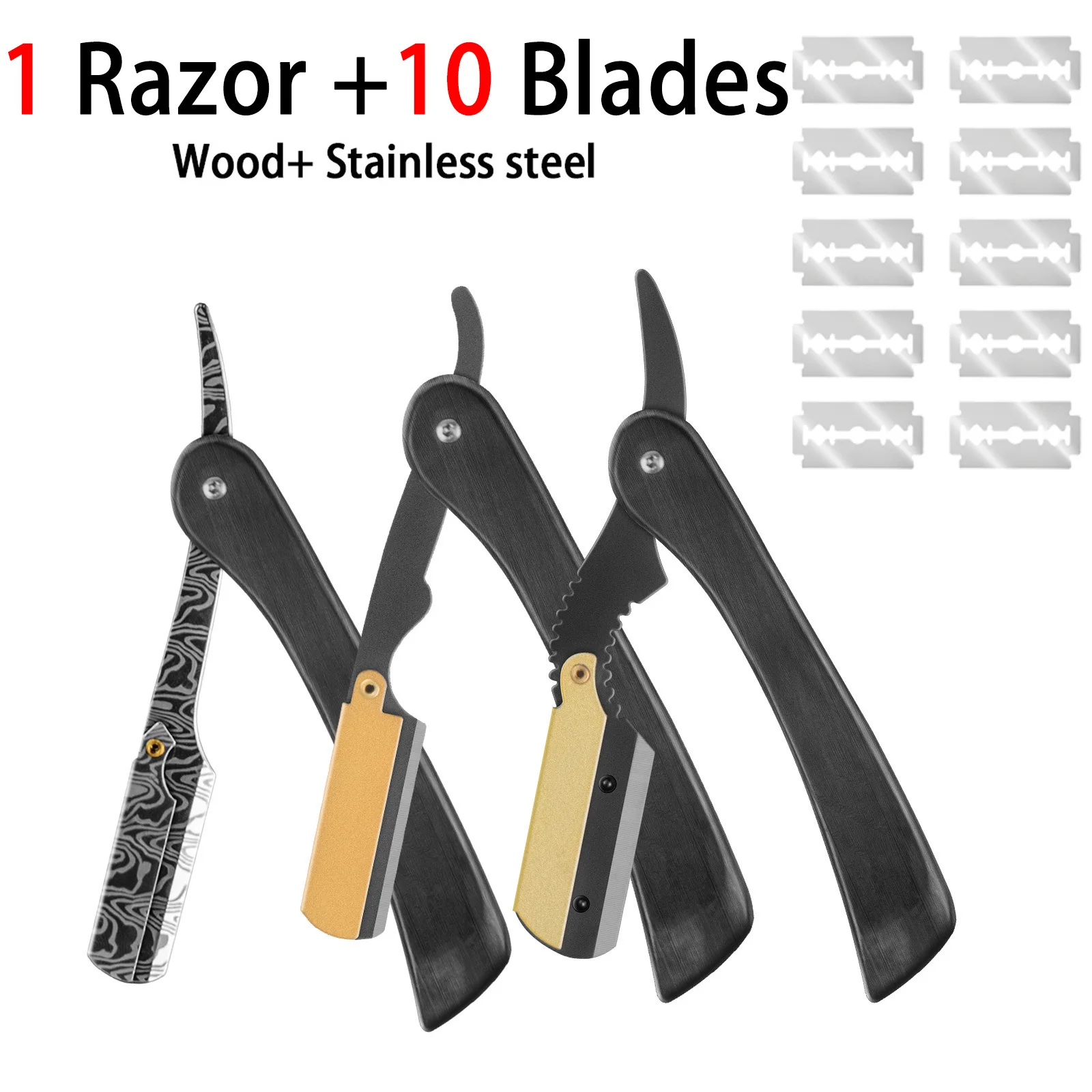 Schwarz Holz Gerade Barber Rasieren Rasiermesser Männer Bart Trimmen Rasierer Klapp Professionelle Haar Schneiden Rasiermesser Mit Premium Klingen Image