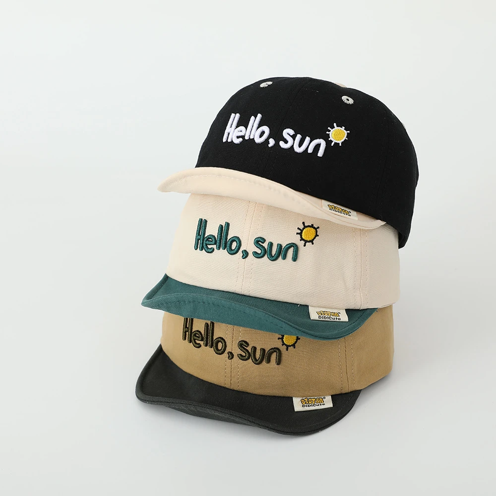 Niedliche Buchstaben-Baby-Baseballmütze, Vintage-Patchwork, weiche Krempe, Schirmmütze für Kleinkinder, Jungen, Mädchen, Sommer, weiche Baumwolle, Kinder-Sonnenhüte Image