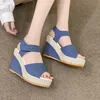 Schicke und elegante Sandalen mit Keilabsatz für Damen, Outdoor-Damenschuhe in asiatischer Größe im