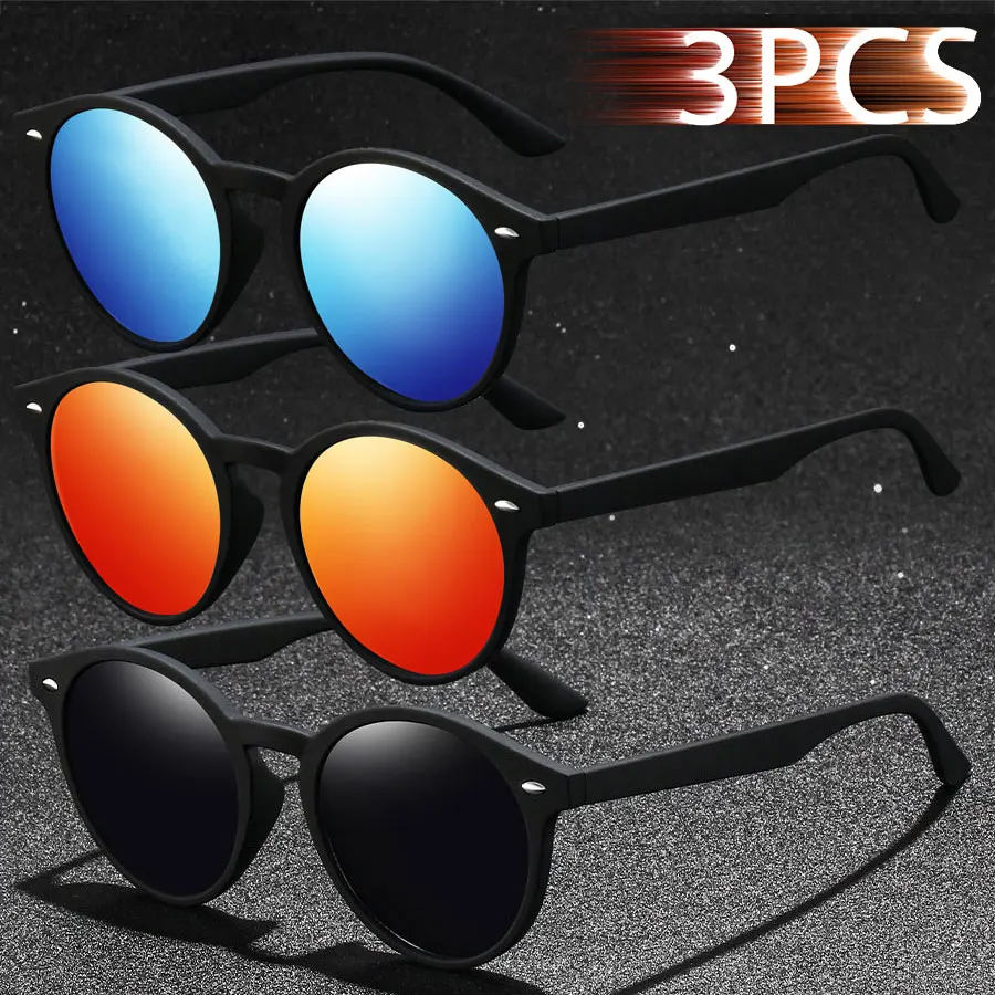 3PCS Mode Vintage Sonnenbrille Männer Frauen Angeln Fahren Mann Luxus Marke Designer Sonnenbrille Anti-Glare Retro Brillen UV400 Image