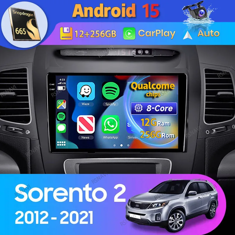 Android 15 Carplay Auto Für Kia Sorento 2 II XM 2012 2013 - 2021 Auto Radio Multimedia 2 Din stereo Player Video GPS Kopf Einheit BT Image