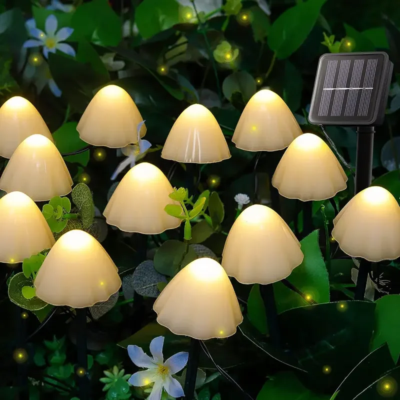 Set mit 10 Stück 8 Modi Pilz-Solarleuchten, Solar-Wegebeleuchtung, Lichterkette für den Außenbereich, für Garten, Hinterhof, Rasen, Party, Weihnachten Image