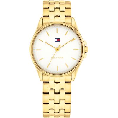 Quarzuhr TOMMY HILFIGER "JADE", goldfarben, weiß, Armbanduhren, Damen, Armbanduhr, Damenuhr, Edelstahlarmband, analog Image