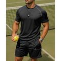 Per uomo Set sportivo Set da tennis 2 Maniche Corte Traspirante Yoga Tennis Golf Girocollo A righe Nero Blu Reale Cachi Abbigliamento da tennis