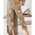 Per donna Pantaloni in cotone e lino Moda Streetwear Lunghezza intera Naturale Fiore Tasca Elastico in vita Stampa Comodo All'aperto Confortevole Vacanza Streetwear Nero Rosa Blu Cachi Estate