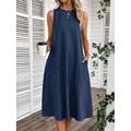 Per donna Abito Midi Abito a Tubino Abito Estivo Casual Quotidiano Vestibilità regolare Tinta unica Senza Maniche Girocollo Rosa Blu marino Blu Estate
