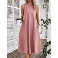 Per donna Abito Midi Abito a Tubino Abito Estivo Casual Quotidiano Vestibilità regolare Tinta unica Senza Maniche Girocollo Rosa Blu marino Blu Estate
