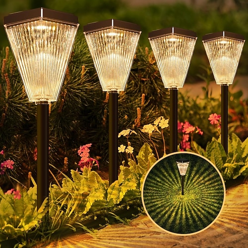 Luci solari da vialetto per esterni, luci solari super luminose per vialetti, luci solari da esterno impermeabili, luci solari da giardino con accensione/spegnimento automatici, luci decorative da