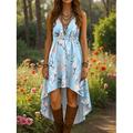 Per donna Abito Midi Abito a trapezio Abito Estivo Vacanza Casual Uscire Vestibilità regolare Floreale Grafico Senza Maniche Scollo a V Rosa Blu Verde Estate Primavera