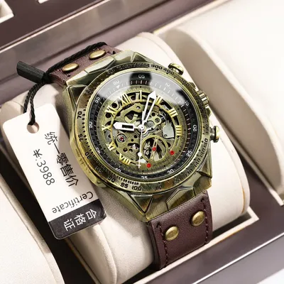 BINBOND A275 Fashion Retro Men's Mechanical Watch Waterproof Leather Strap Tourbillon High end Men's Mechanical Watch