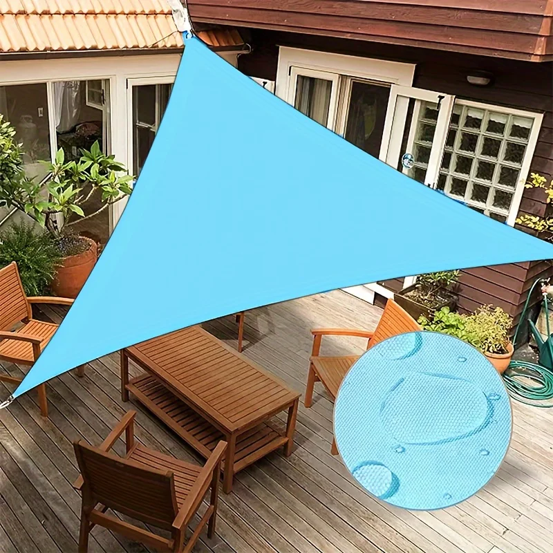 Dreieckiger Garten-Sonnenschutz aus Segeltuch – blaue Außenterrasse, Balkon und Camping, langlebig und einfach zu installieren Image
