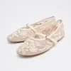 2025, neue Blumenstickerei-Wohnungen für Damen, Freizeitschuhe, Sommer, bequeme, helle Leder-Loafer, helle Tone-Damenschuhe