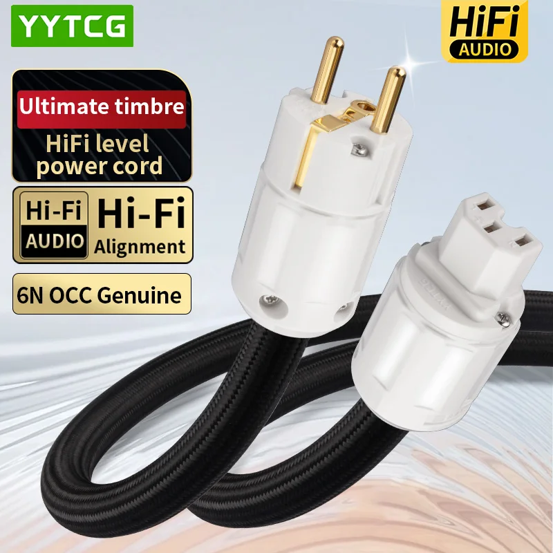YYTCG Stromkabel Hifi Occ Audiokabel EU/US Vseries reines Kupfer plattiert mit Gold Steckeranschluss Verstärker, Filter Image
