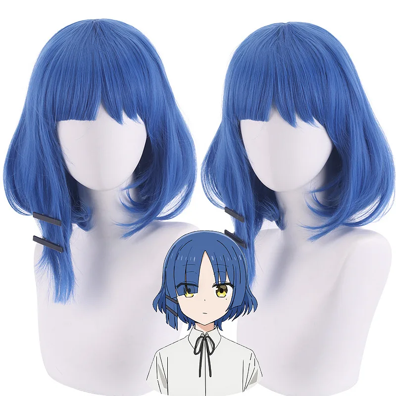 14-Zoll-kurze gerade Pony hellblaue synthetische Perücke für Weihnachts feier Halloween Cosplay verwenden Image
