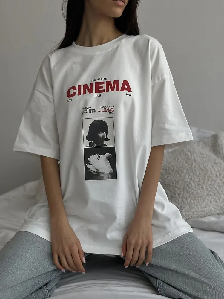 Kunstmalerei Blessyuki Gothic bedruckte T-Shirts aus reiner Baumwolle Frauen Sommer neue lässige lose T-Shirts weibliche Streetwear y2k Kleidung Image