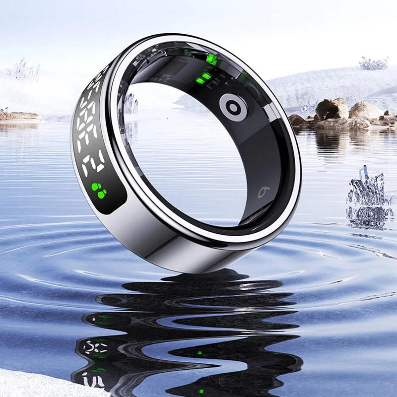 Touch Display Smart Ring R11C mit Ladebox-1ATM Wasserdichter Schritt-Gesundheits-Tracker 5.2 BLE Herzfrequenz-Blutsauerstoffmonitor Image
