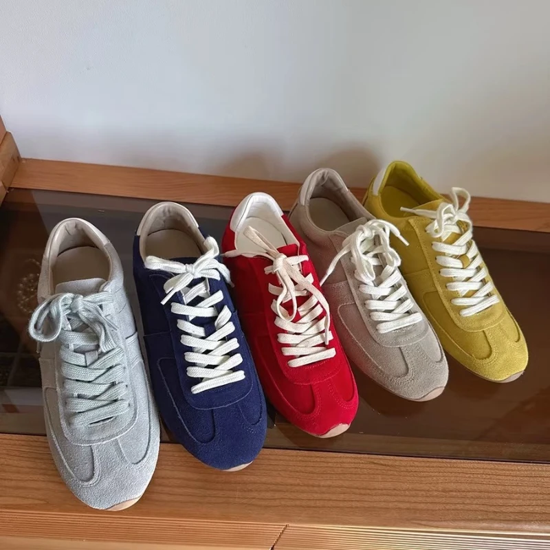 Damen-Sportschuhe, Wildleder, 2025, neue Retro-Training, flache Freizeitschuhe, echtes Leder, Agan-Damenschuhe