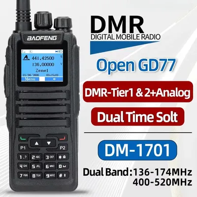DMR DM 1701 Digital Walkie Talkie Dual Mode Analog Two Way Radio Open GD77 Dual Time Slot Tier 1+2 Ham Radio DR 1801